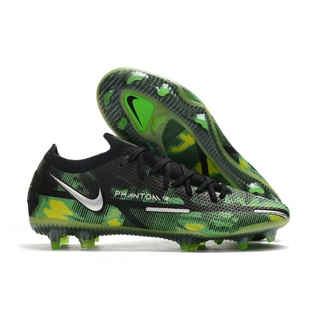 Scarpe Nike Phantom GT2 Elite FG Nero Metallic Platino Verde Strike