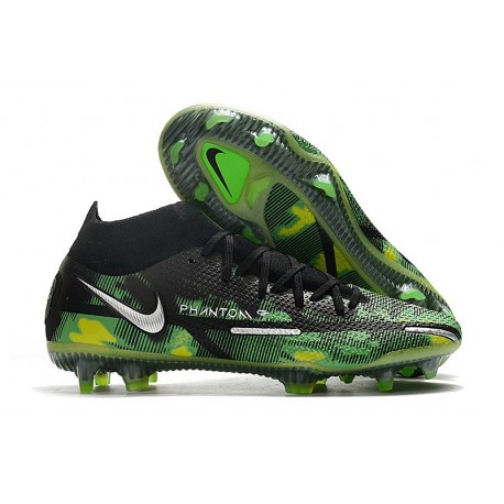 Nike Phantom GT2 Elite DF FG Nuovo Nero Metallic Platino Verde Strike