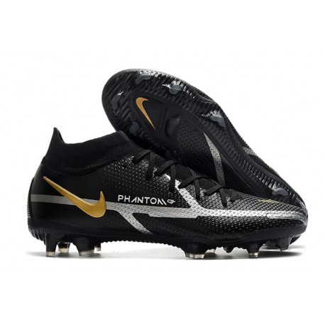 Nike Phantom GT2 Elite DF FG Nero Metallic Grigio Scuro Oro Metallico