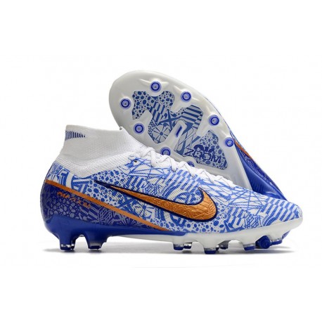 Nike Zoom Mercurial Superfly IX Elite AG Bianco Blu Oro