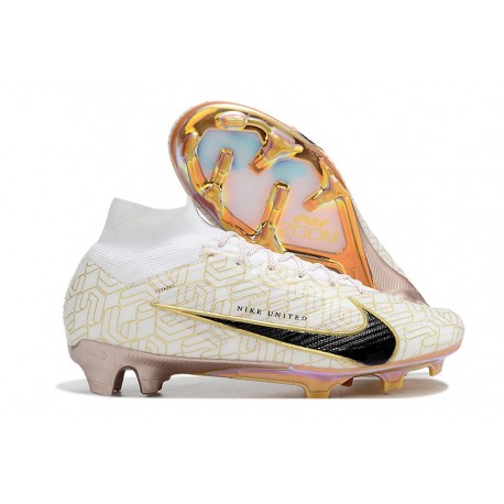 Nike Zoom Mercurial Superfly 9 Elite Fg Bianco Nero Oro