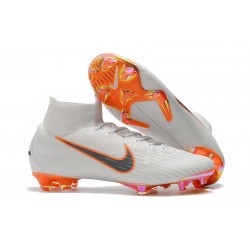 Scarpe Da Calcio Nike Mercurial Superfly VI 360 Elite FG - Uomo Bianco Grigio Metallic Arancione Total