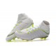 Nuovo Nike Hypervenom Phantom III Elite DF FG Scarpa Calcio Bianco Grigio Metallic Volt