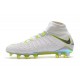 Nuovo Nike Hypervenom Phantom III Elite DF FG Scarpa Calcio Bianco Grigio Metallic Volt