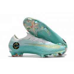 Scarpe da Calcio CR7 Nike Mercurial Vapor XII 360 Elite FG Metallico Oro Bianco Blu