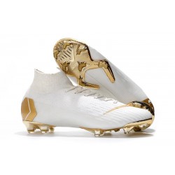 2018 Scarpe Da Calcio Uomo Nike Mercurial Superfly VI 360 Elite FG - Oro Bianco