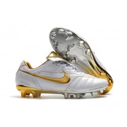 Scarpe Da Calcio Nike Tiempo Legend VII 10R Elite FG Bianco Oro