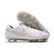 Scarpe Nuovo Nike Tiempo Legend 8 Elite FG Bianco Puro Platino Grigio