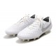 Scarpe Nuovo Nike Tiempo Legend 8 Elite FG Bianco Puro Platino Grigio