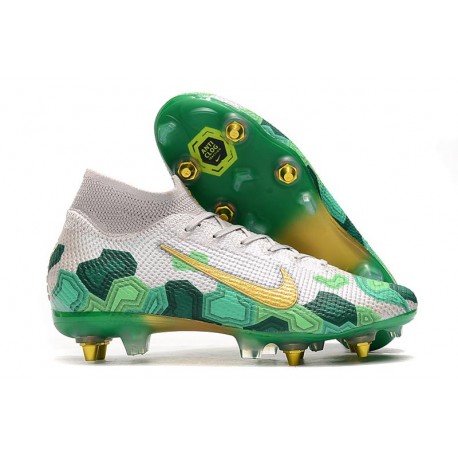 Nike Mercurial Superfly 7 Elite SG-PRO AC Mbappe Bianco Verde Or