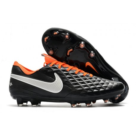 Scarpe Nuovo Nike Tiempo Legend 8 Elite FG Nero Bianco Arancione