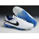 Scarpe da Calcio Nike Scarpe Nike Tiempo Genio Pelle FG Terreni Compatti Bianco Blu Nero