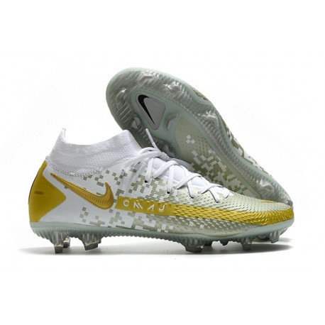 Scarpa Nuovo 2021 Nike Phantom Gt Elite DF Fg Bianco Oro