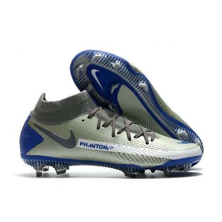 Scarpa Nuovo 2021 Nike Phantom Gt Elite DF Fg Argento Blu