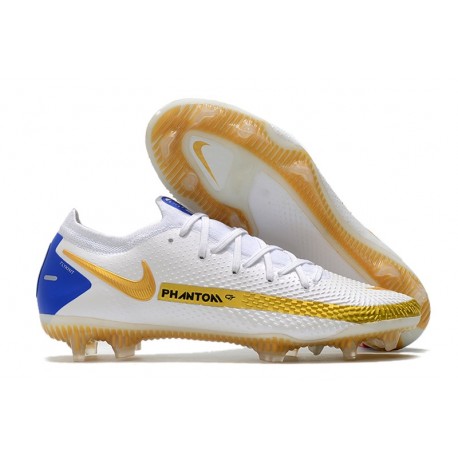 Scarpe Uomo Nike Phantom GT Elite FG Bianco Oro Blu